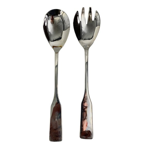 VTG Handmade Lead Crystal Salad Bowl With 2 Silverplated Salad Servers Italy - Picture 5 of 10